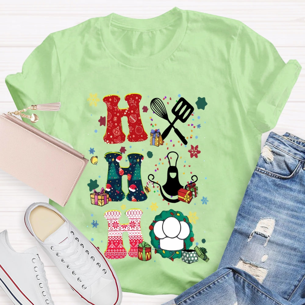 School Lunch Lady Colorful Snowflakes And Christmas T-shirt