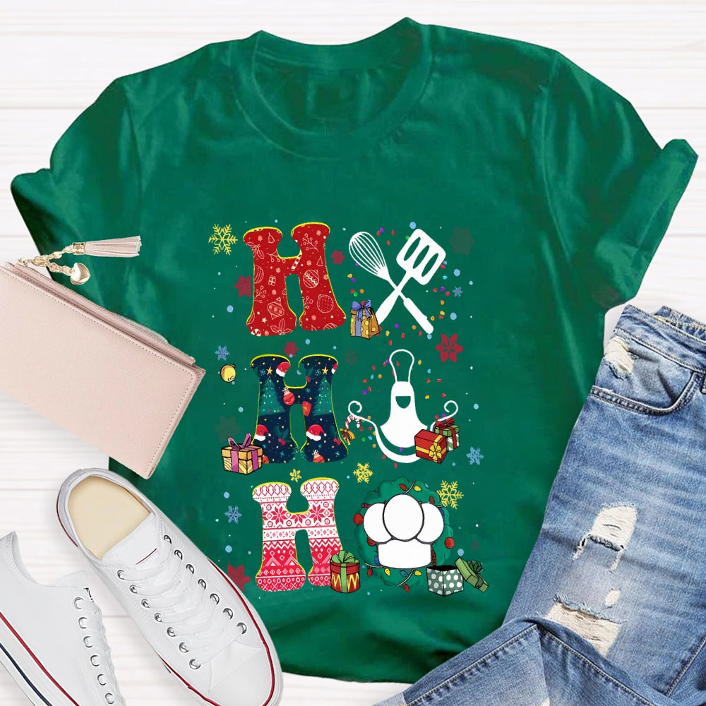 School Lunch Lady Colorful Snowflakes And Christmas T-shirt