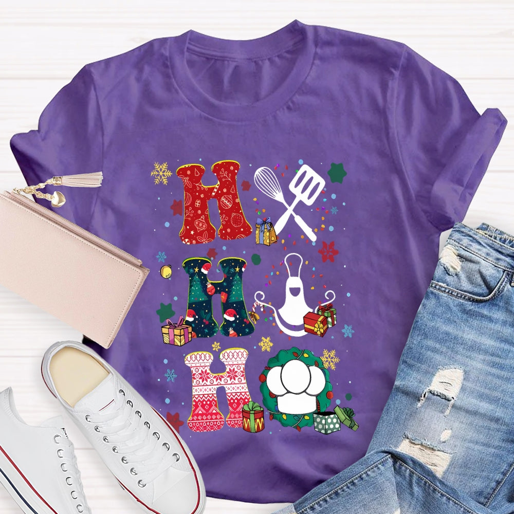 School Lunch Lady Colorful Snowflakes And Christmas T-shirt