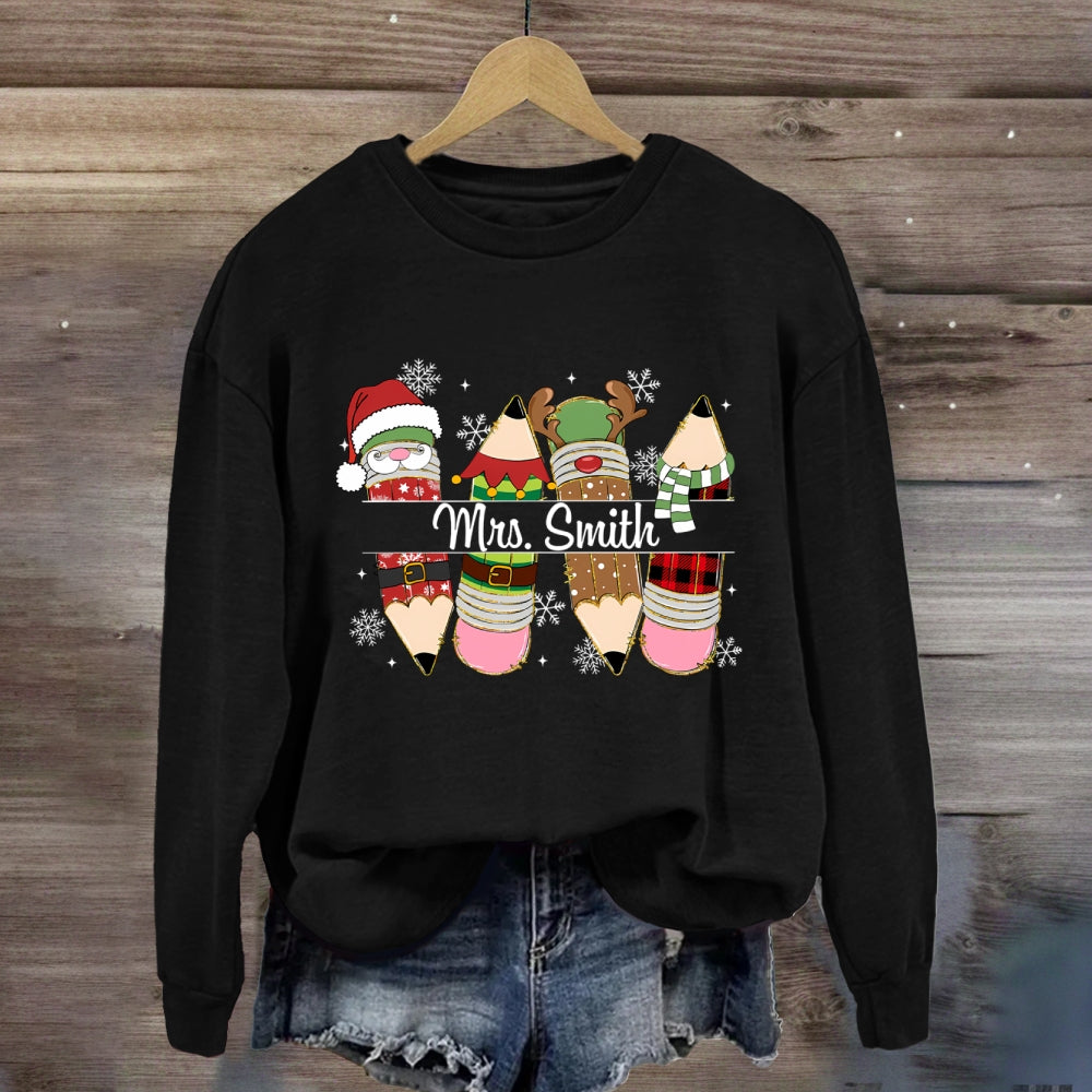 Personalized Name Christmas 4 Pencils Sweatshirt