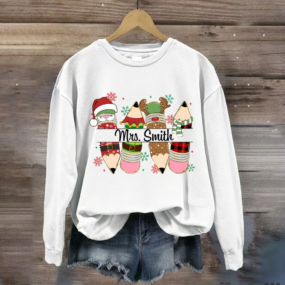 Personalized Name Christmas 4 Pencils Sweatshirt