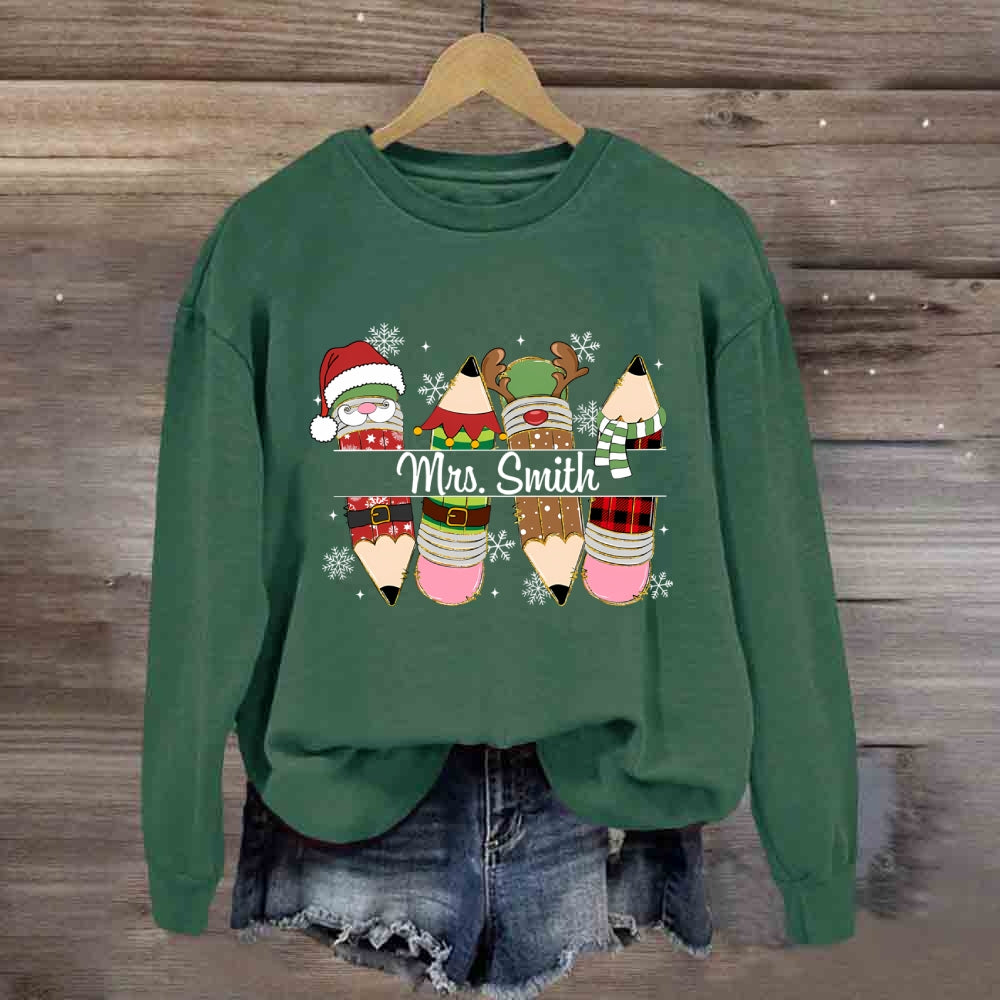 Personalized Name Christmas 4 Pencils Sweatshirt