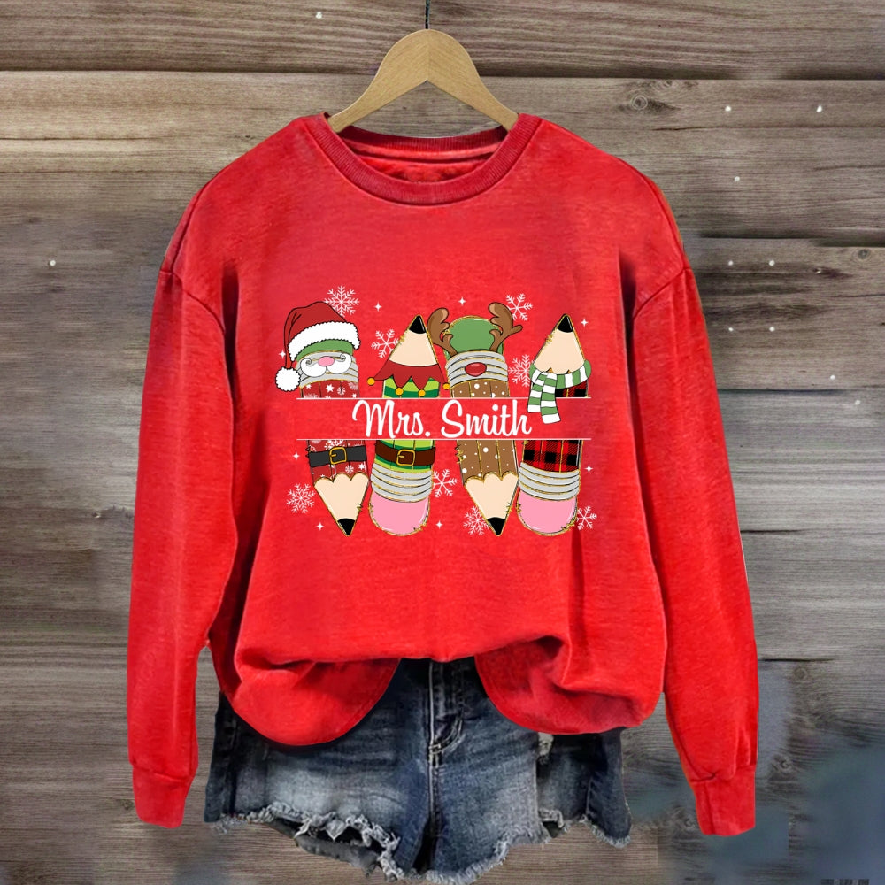 Personalized Name Christmas 4 Pencils Sweatshirt