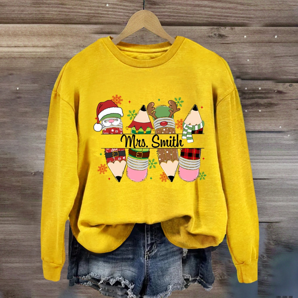 Personalized Name Christmas 4 Pencils Sweatshirt