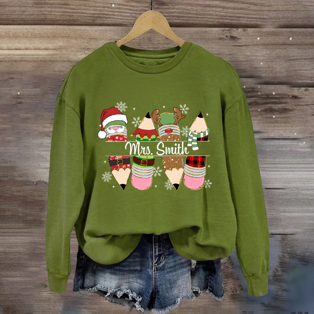 Personalized Name Christmas 4 Pencils Sweatshirt