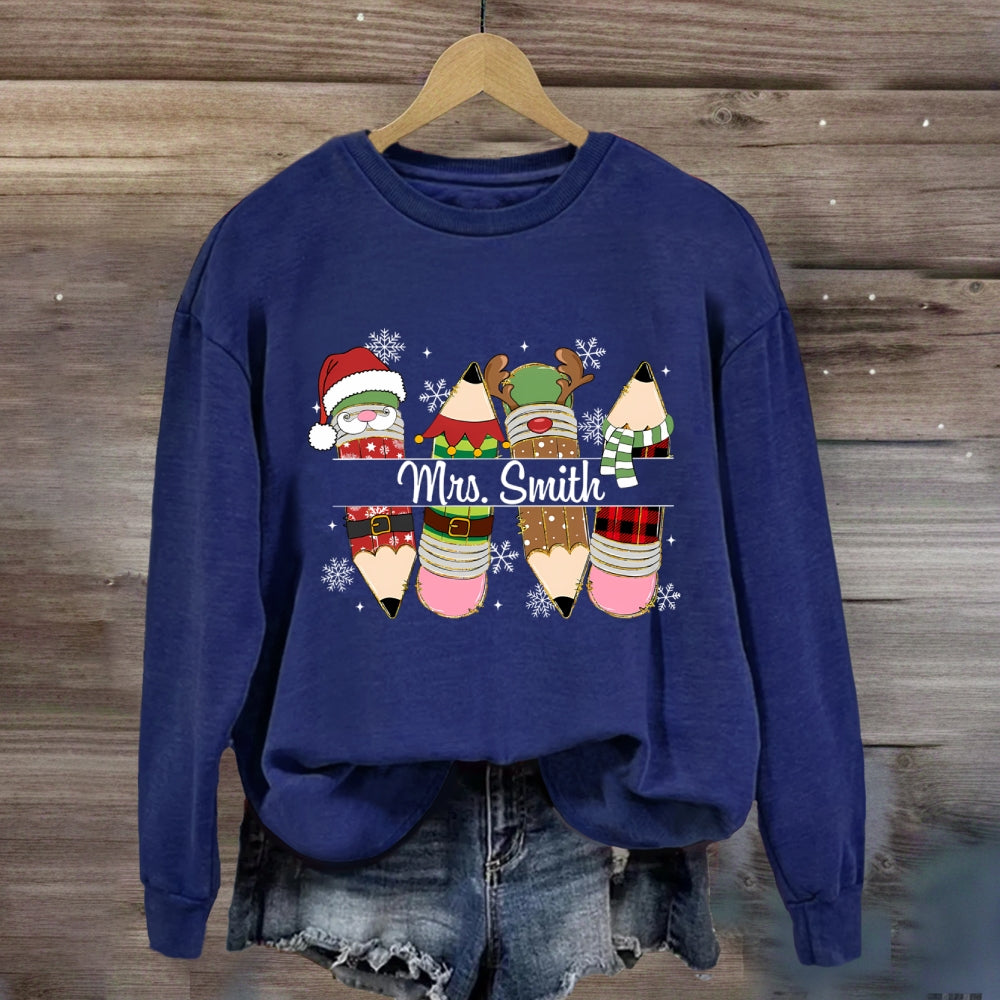 Personalized Name Christmas 4 Pencils Sweatshirt