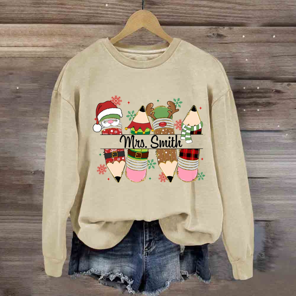 Personalized Name Christmas 4 Pencils Sweatshirt
