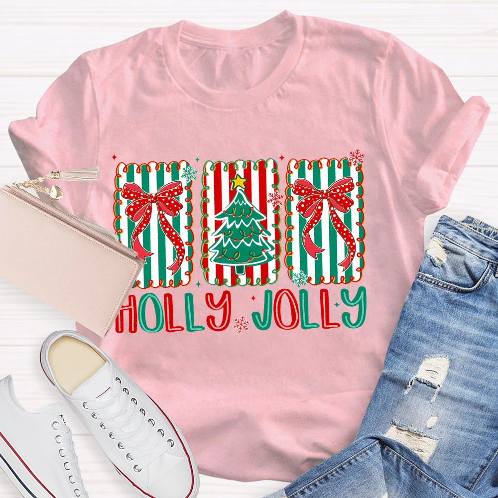 Personalized Name Bow And Christmas Tree Christmas T-shirt