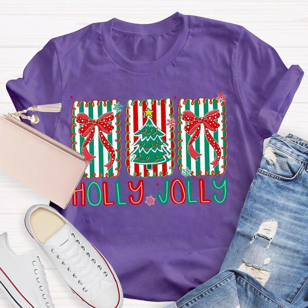 Personalized Name Bow And Christmas Tree Christmas T-shirt