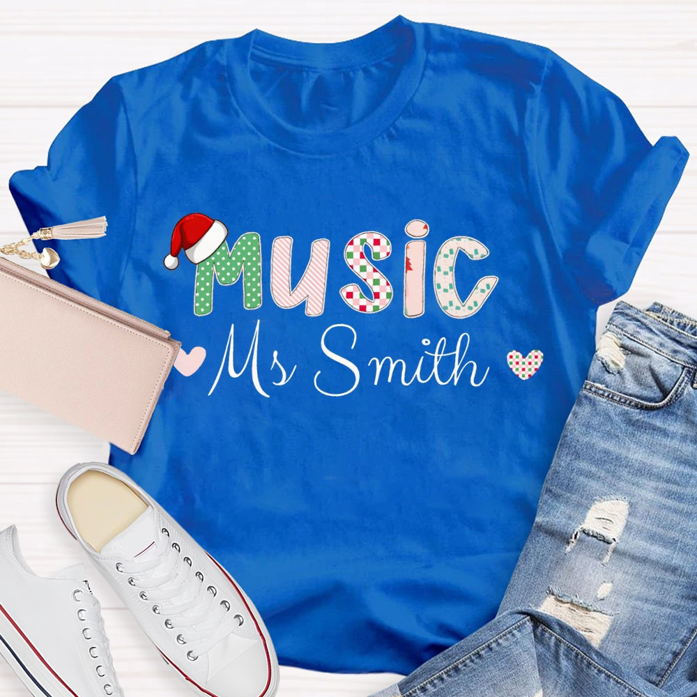 Personalized Name Music Teacher Christmas T-shirt