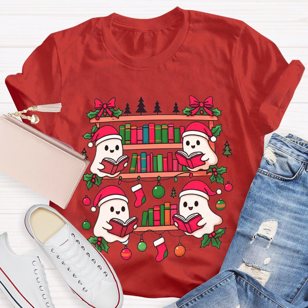 Christmas Elf Reading A Book Carefully Christmas T-shirt