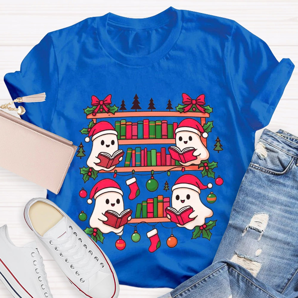 Christmas Elf Reading A Book Carefully Christmas T-shirt