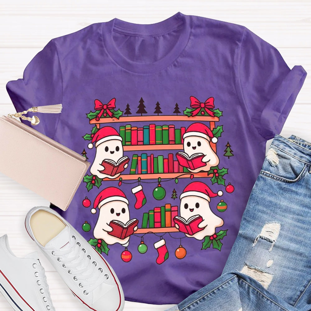 Christmas Elf Reading A Book Carefully Christmas T-shirt
