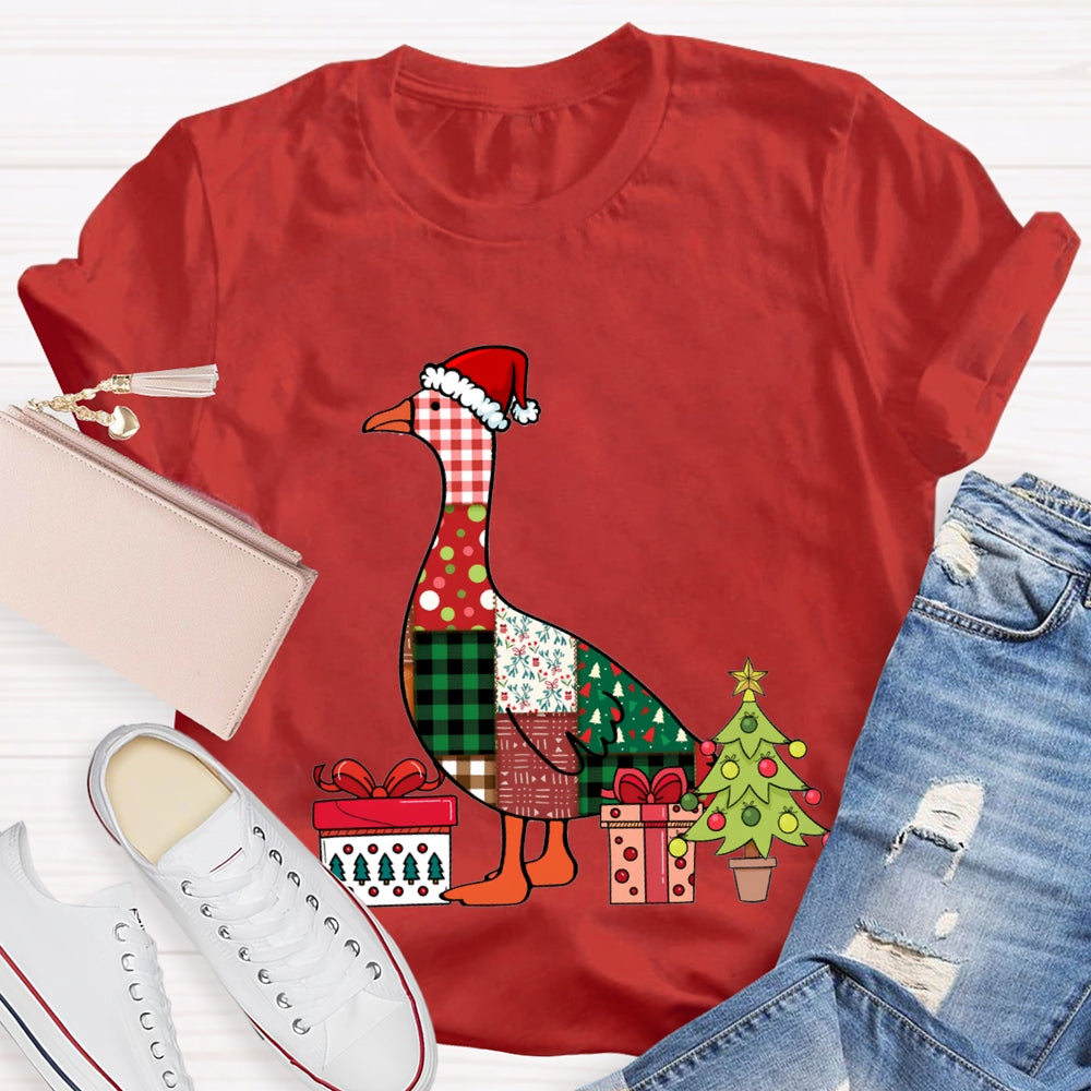 Colorful Christmas Geese Christmas Tree T-shirt