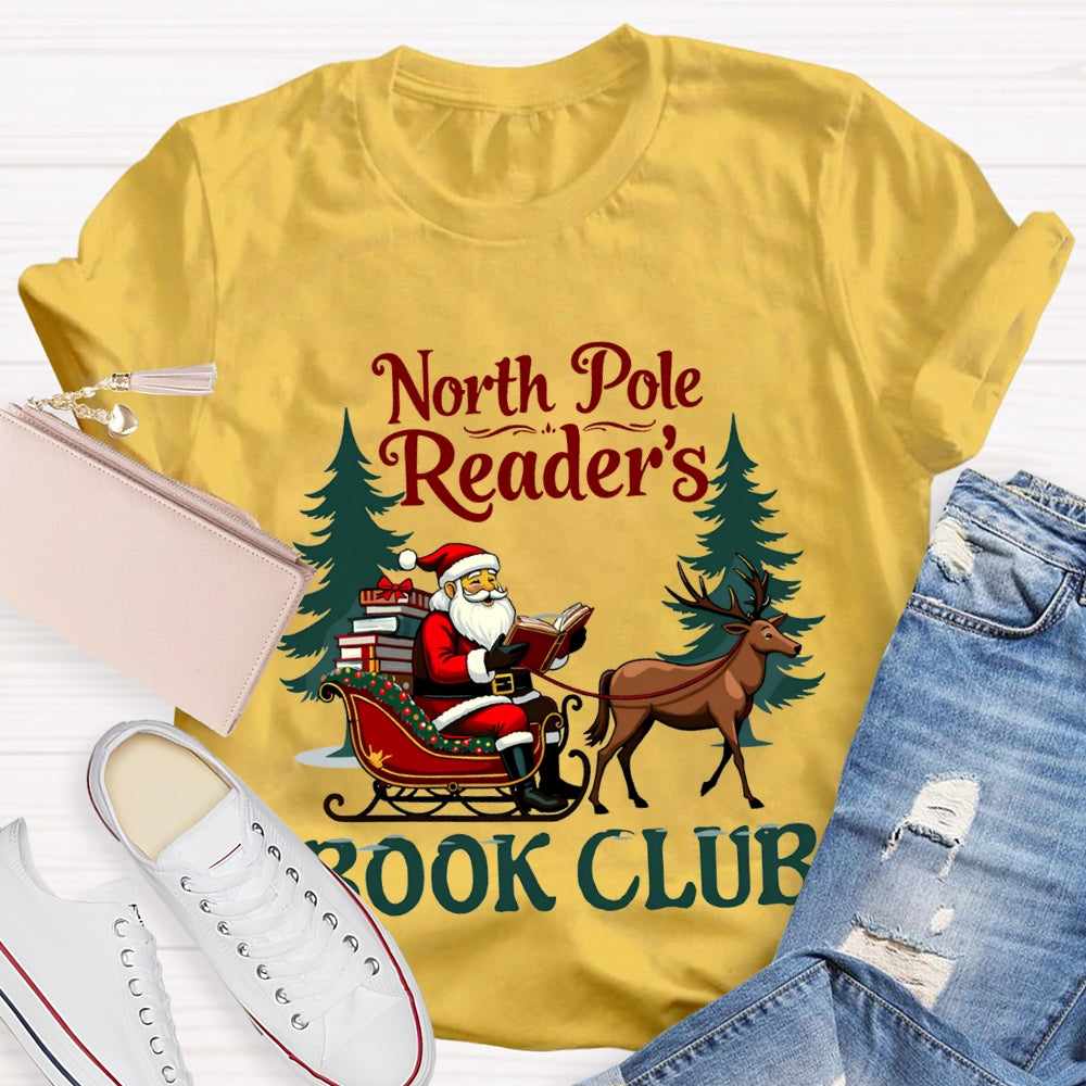 North Pole Readers Book Club Santa Claus In A Carriage T-shirt