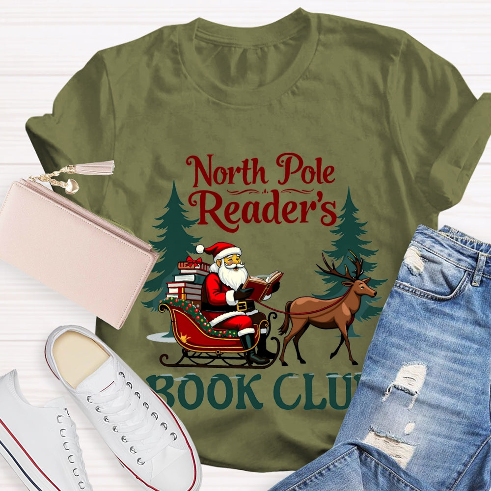 North Pole Readers Book Club Santa Claus In A Carriage T-shirt