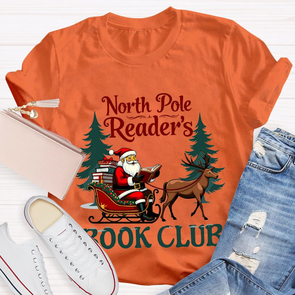 North Pole Readers Book Club Santa Claus In A Carriage T-shirt