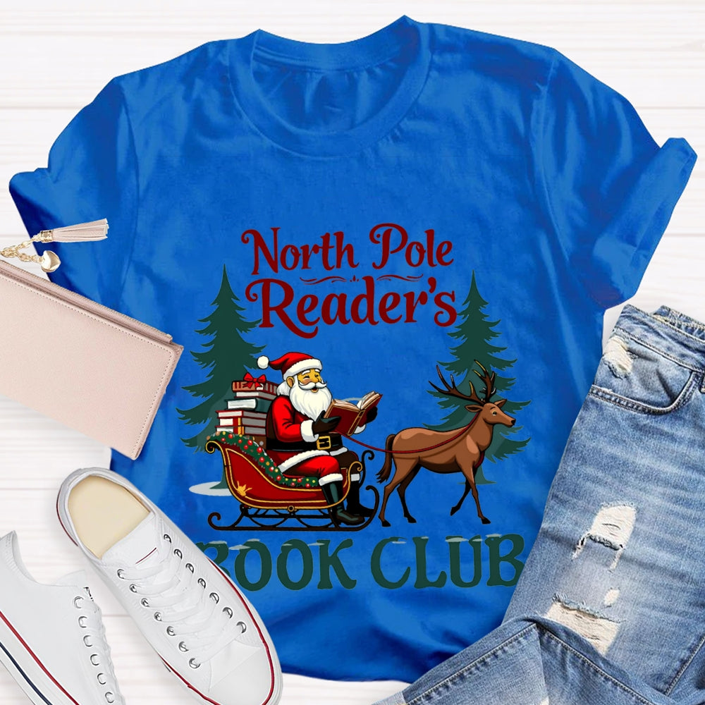 North Pole Readers Book Club Santa Claus In A Carriage T-shirt