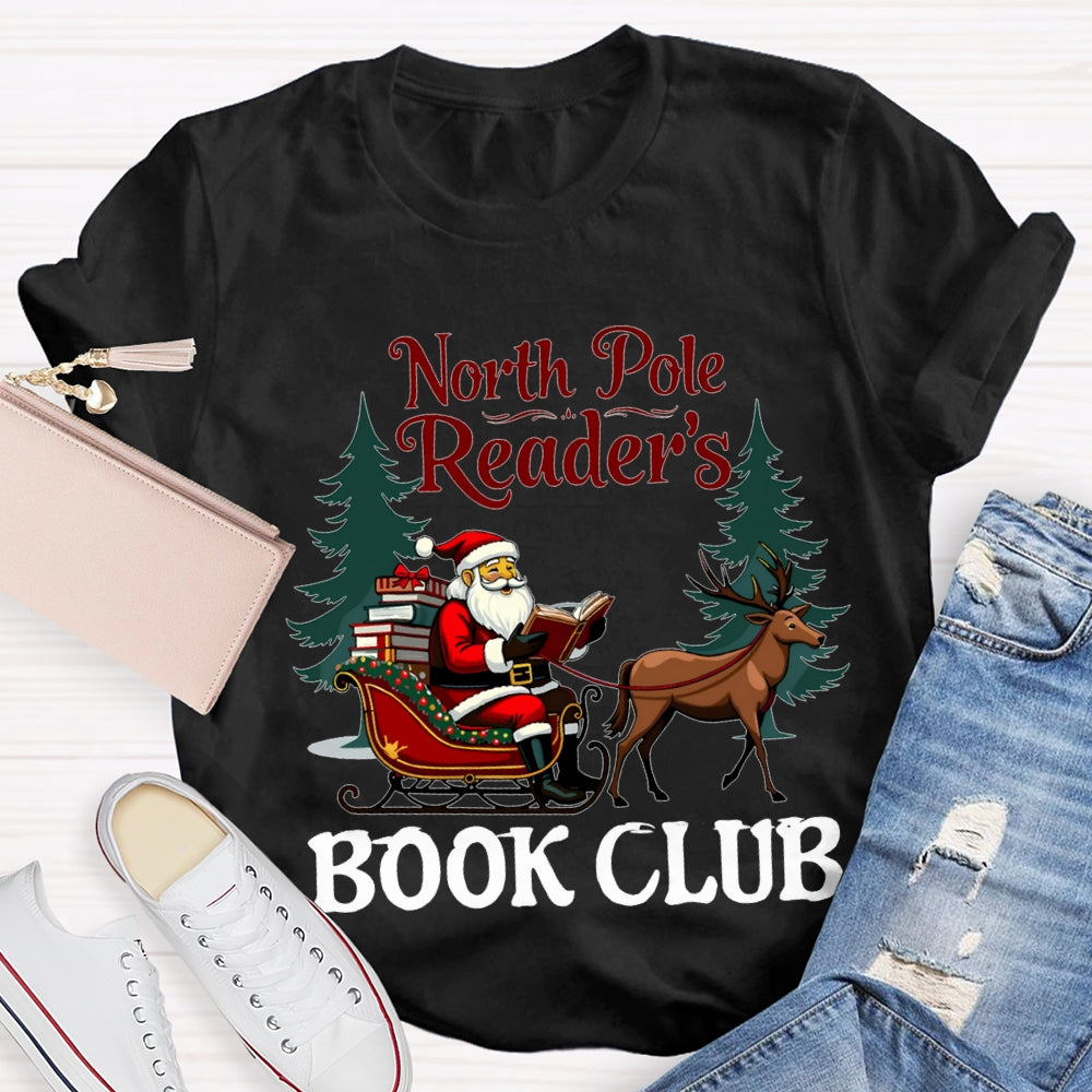 North Pole Readers Book Club Santa Claus In A Carriage T-shirt