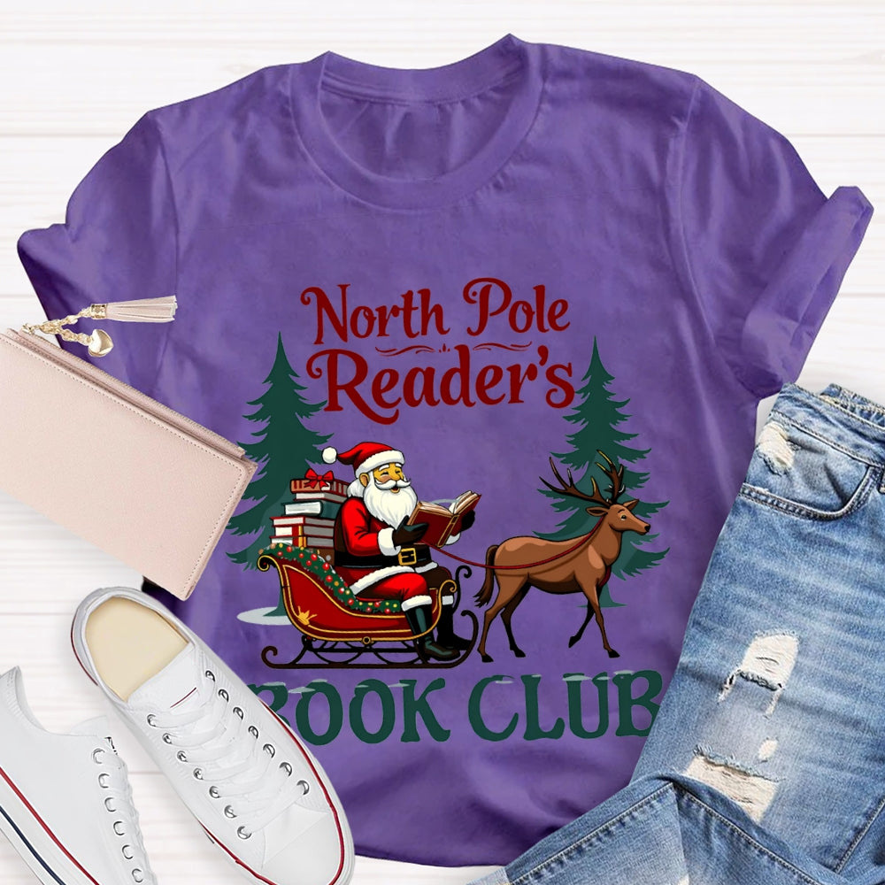 North Pole Readers Book Club Santa Claus In A Carriage T-shirt