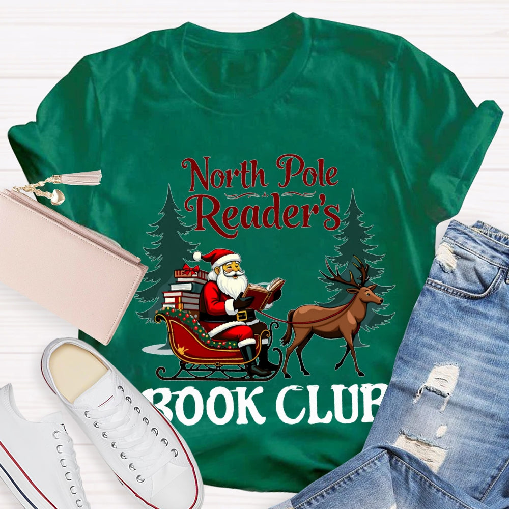 North Pole Readers Book Club Santa Claus In A Carriage T-shirt