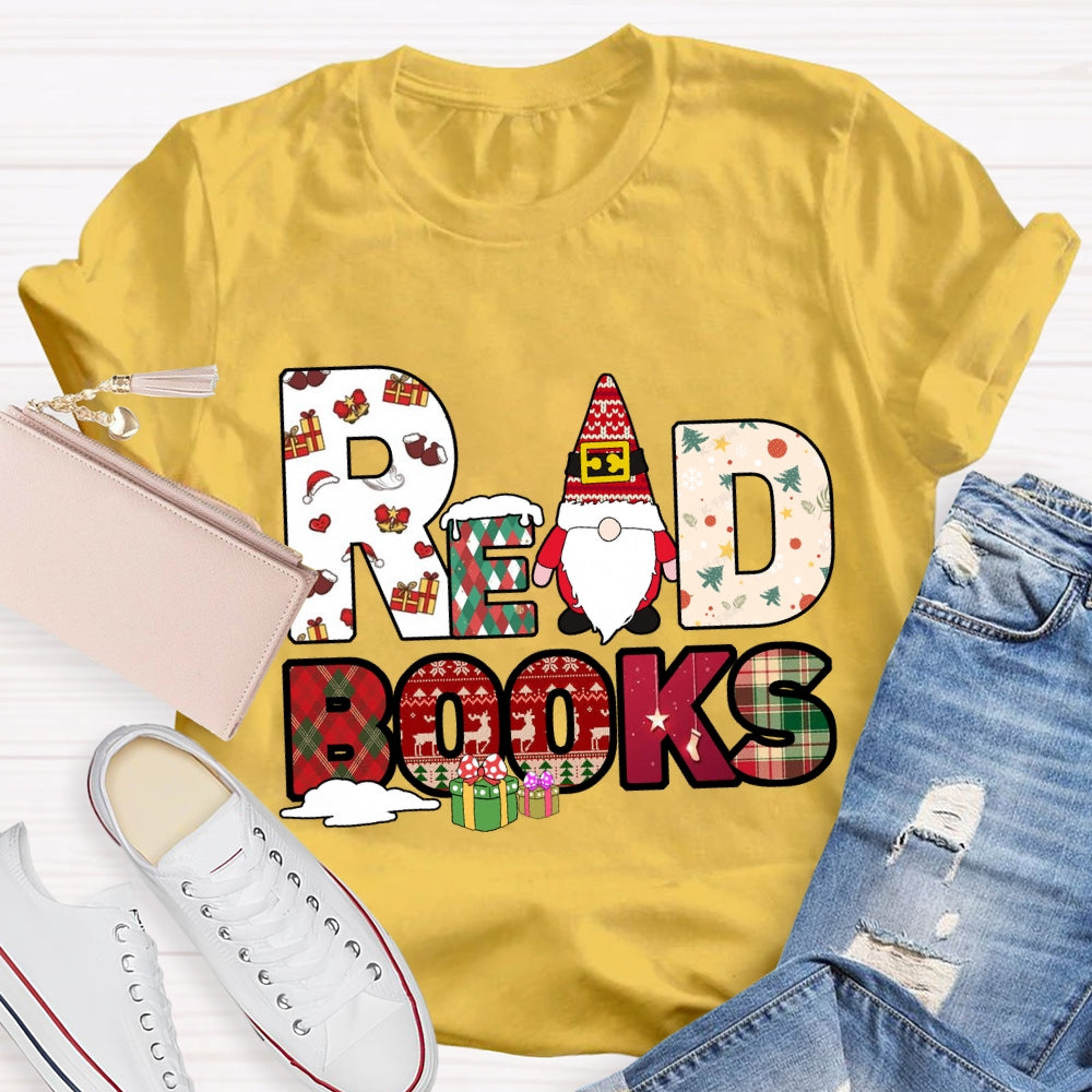Read Books Santa Claus And Christmas Font T-shirt