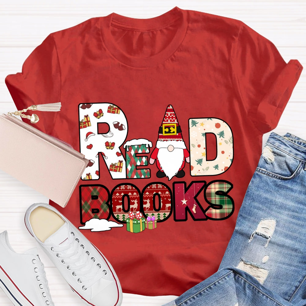 Read Books Santa Claus And Christmas Font T-shirt
