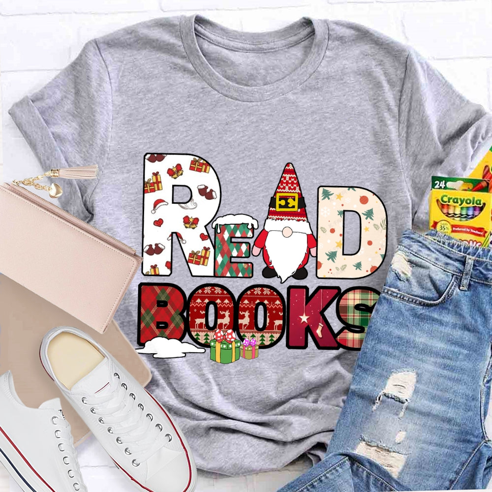Read Books Santa Claus And Christmas Font T-shirt