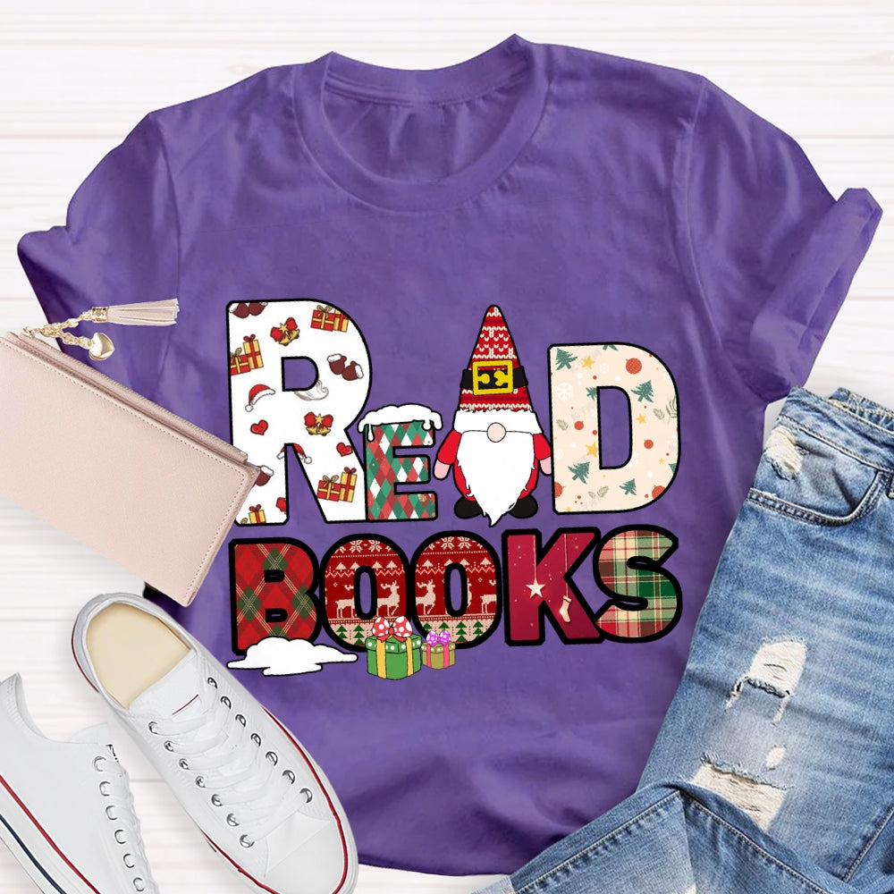 Read Books Santa Claus And Christmas Font T-shirt