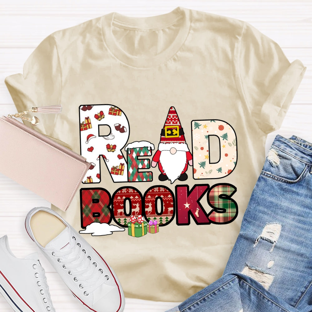 Read Books Santa Claus And Christmas Font T-shirt