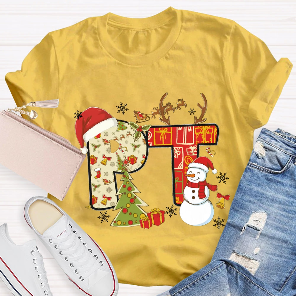 Physical Therapy Christmas Snowman And Christmas Tree T-shirt
