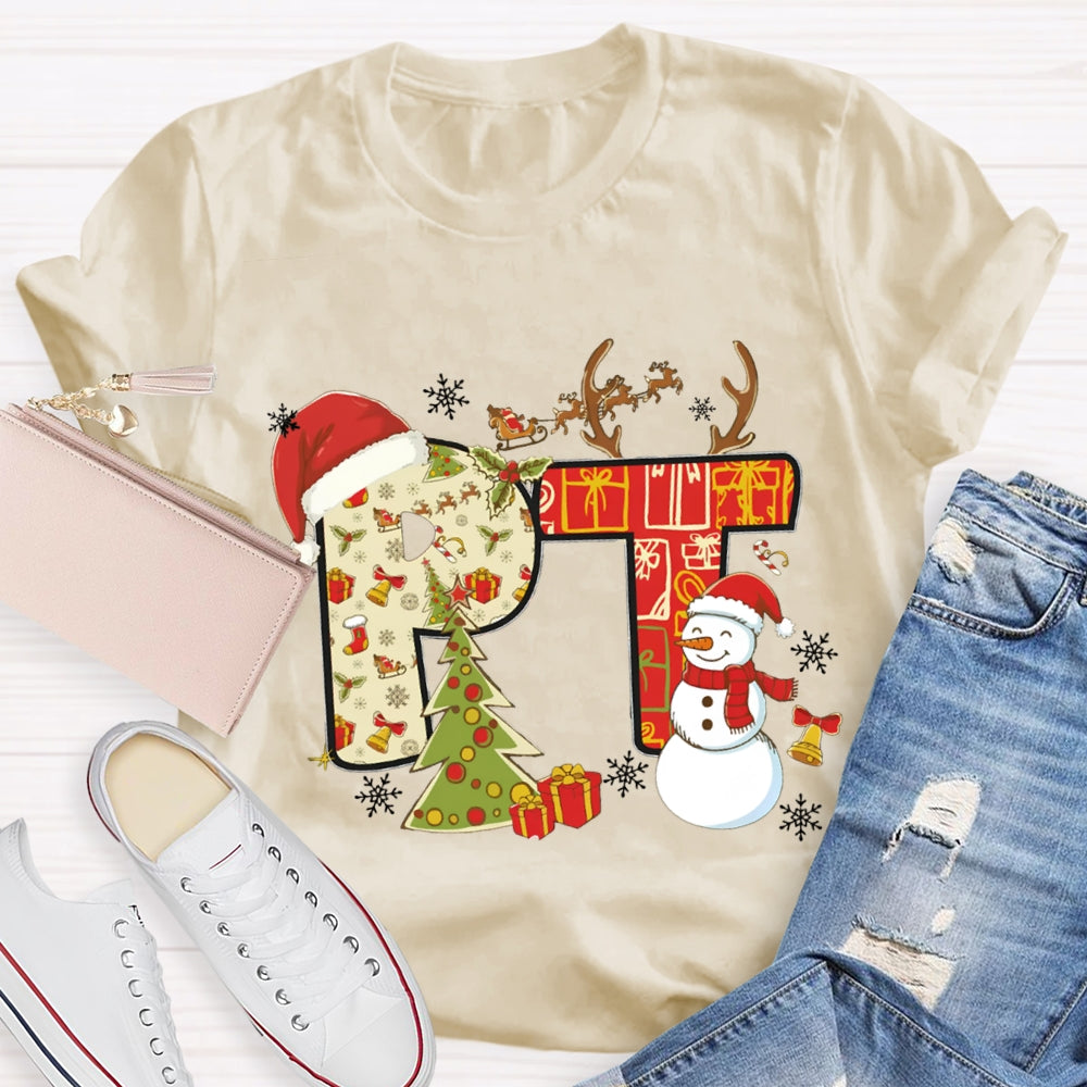 Physical Therapy Christmas Snowman And Christmas Tree T-shirt