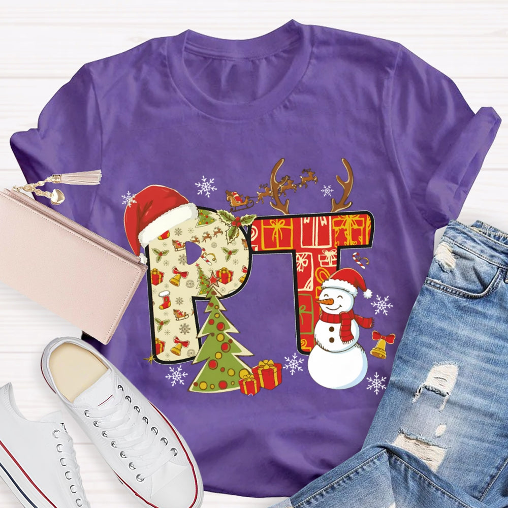 Physical Therapy Christmas Snowman And Christmas Tree T-shirt