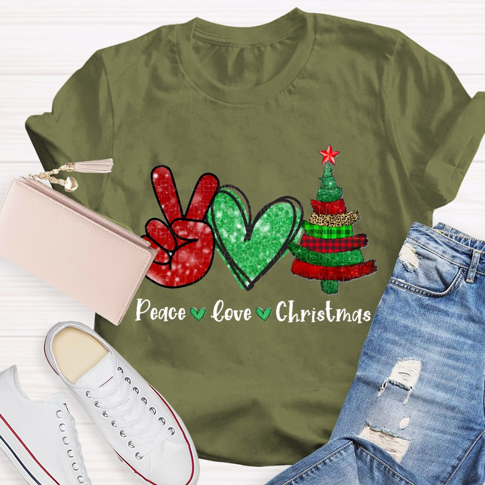 Peace Love Christmas Tree Christmas T-shirt