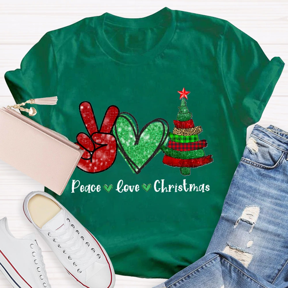 Peace Love Christmas Tree Christmas T-shirt