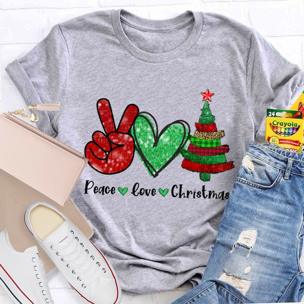 Peace Love Christmas Tree Christmas T-shirt