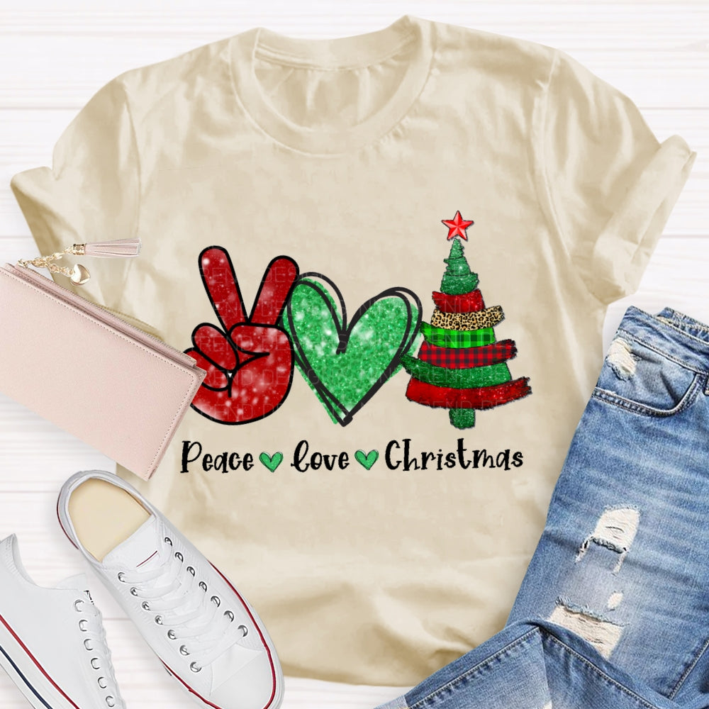 Peace Love Christmas Tree Christmas T-shirt
