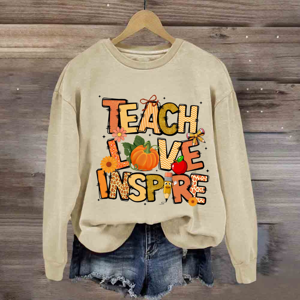 Teach Love Inspire Fall Season Pumpkin Sweatshirt