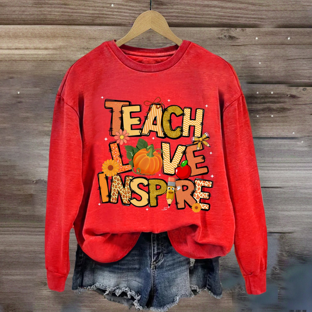 Teach Love Inspire Fall Season Pumpkin Sweatshirt