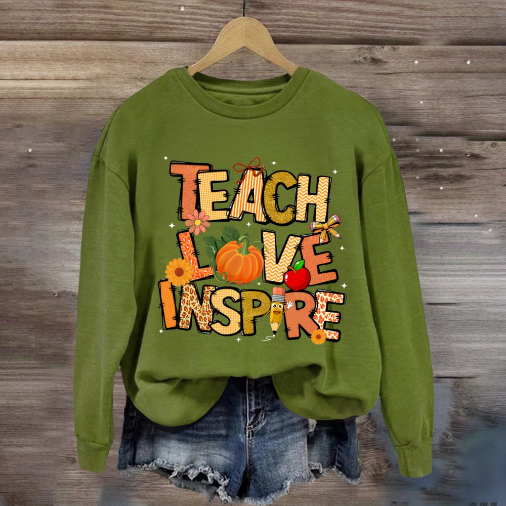 Teach Love Inspire Fall Season Pumpkin Sweatshirt