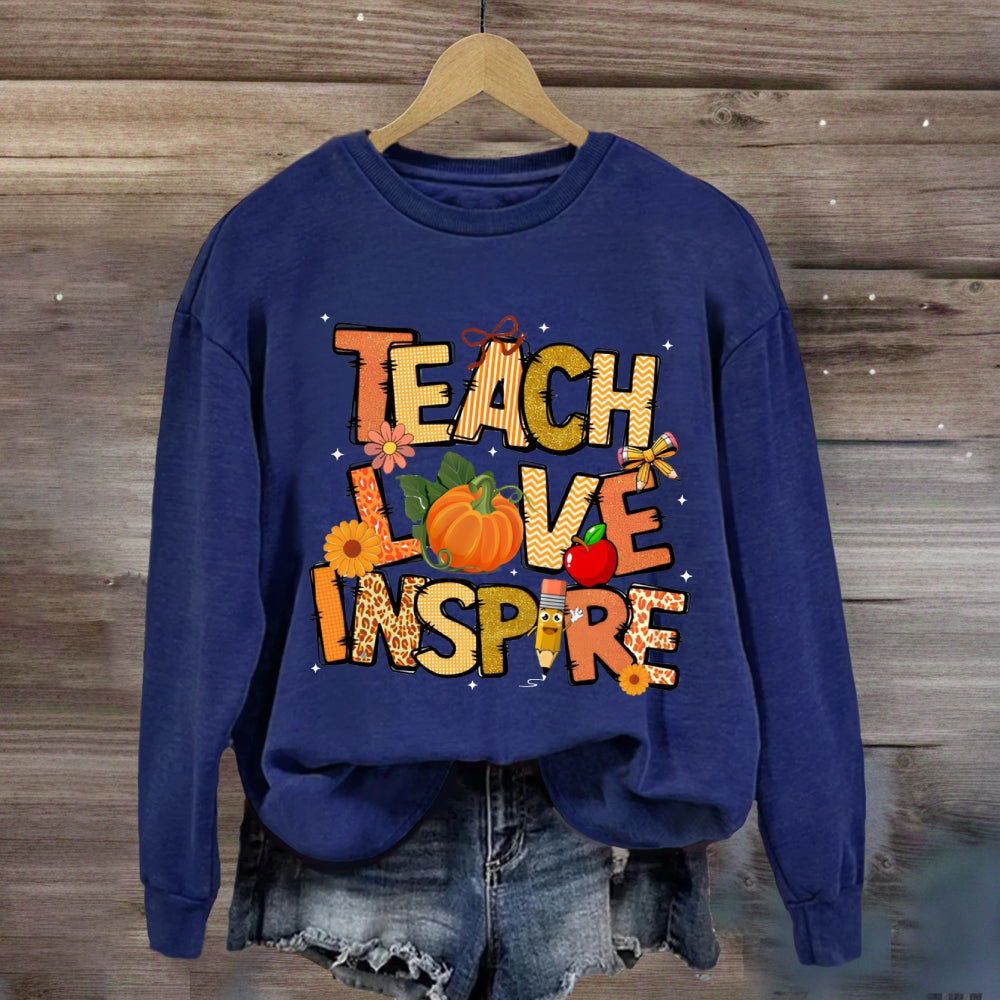 Teach Love Inspire Fall Season Pumpkin Sweatshirt