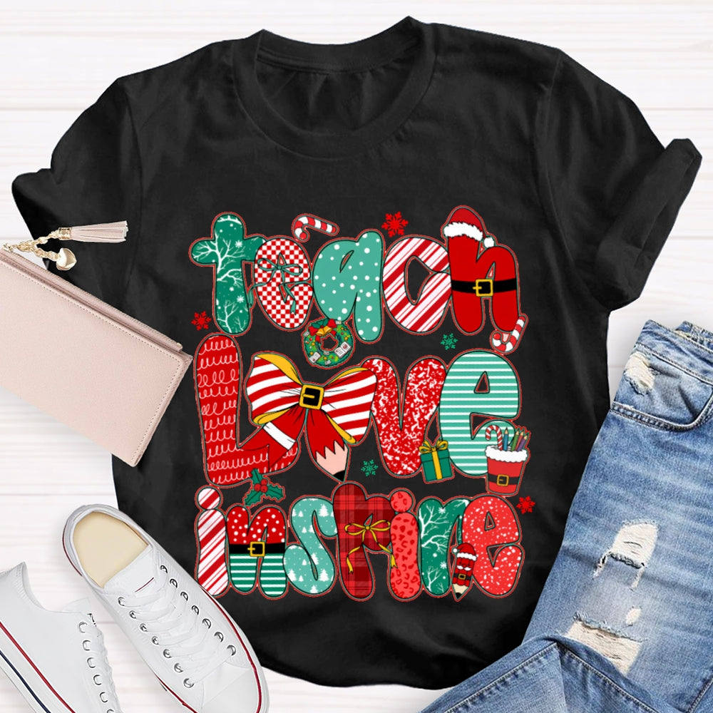 Teach Love Inspire Christmas Bow T-Shirt