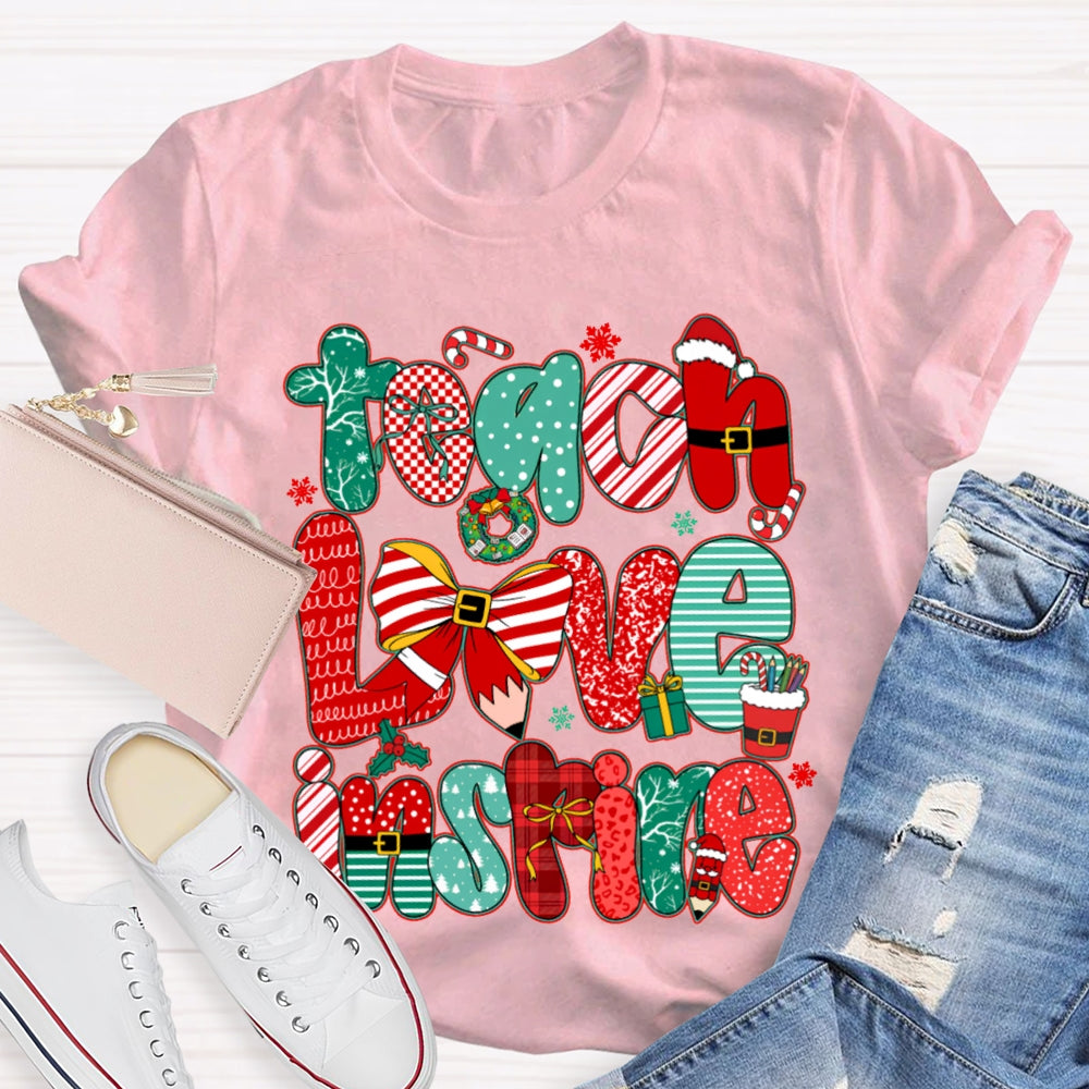 Teach Love Inspire Christmas Bow T-Shirt