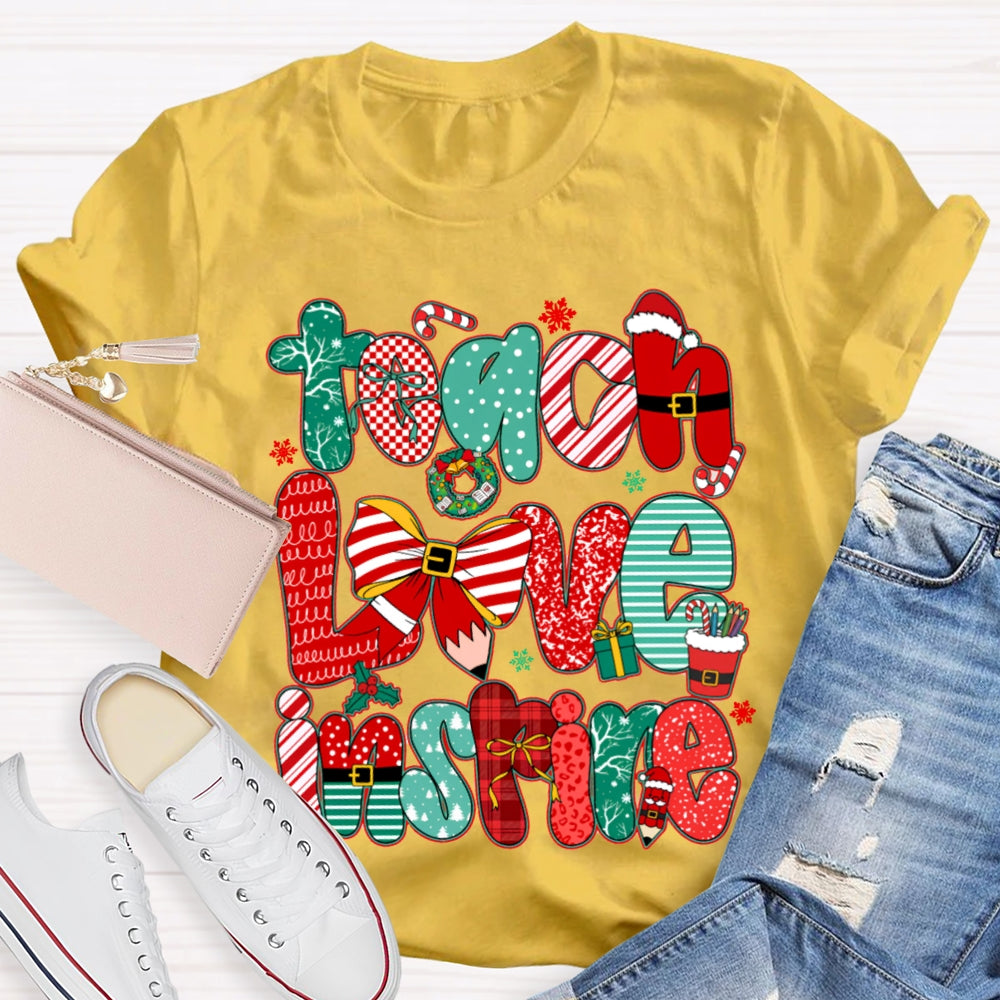 Teach Love Inspire Christmas Bow T-Shirt