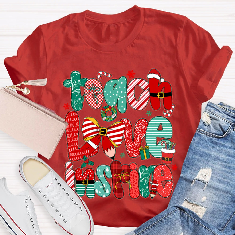 Teach Love Inspire Christmas Bow T-Shirt
