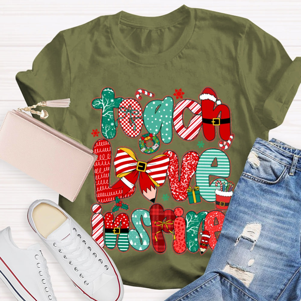 Teach Love Inspire Christmas Bow T-Shirt