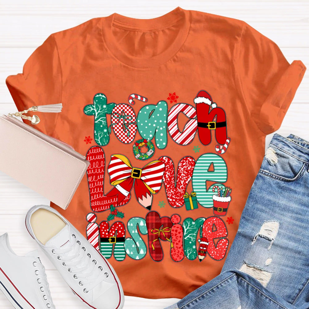 Teach Love Inspire Christmas Bow T-Shirt