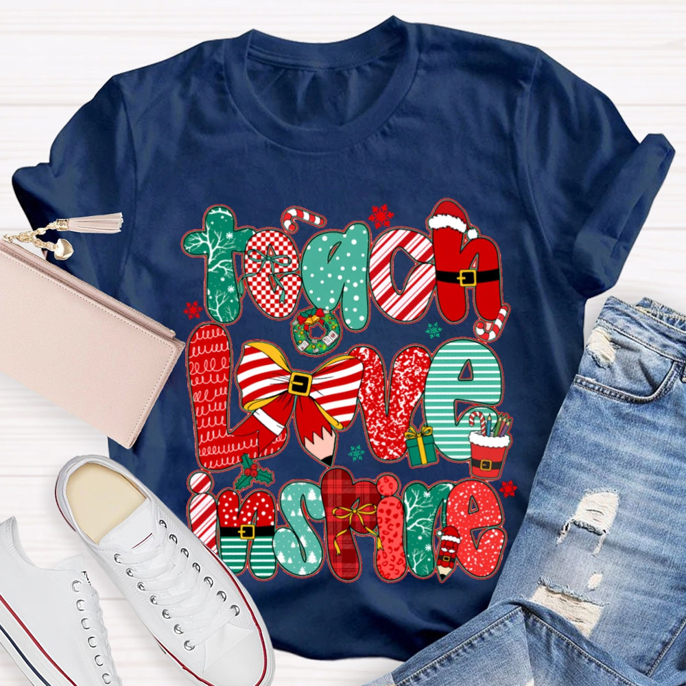 Teach Love Inspire Christmas Bow T-Shirt