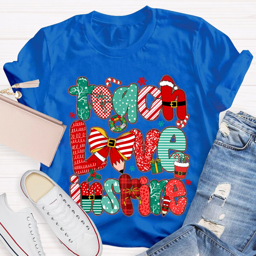 Teach Love Inspire Christmas Bow T-Shirt
