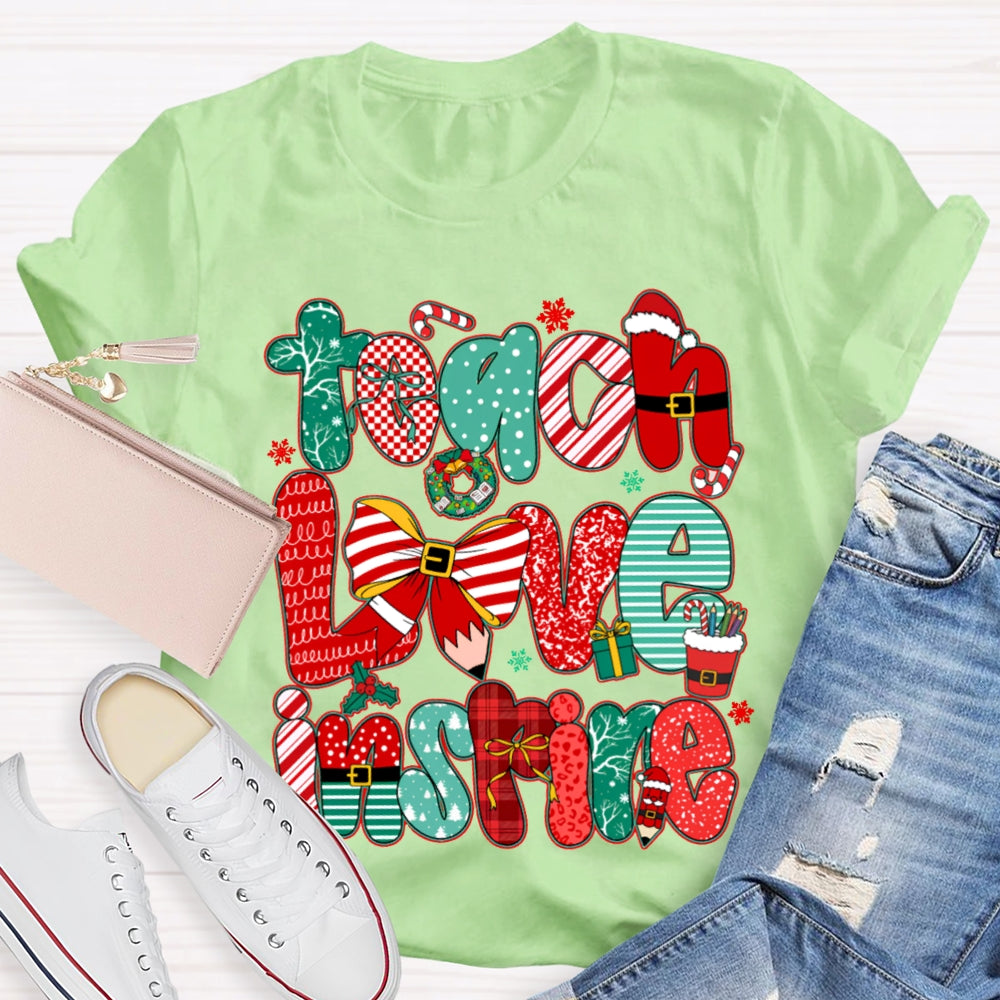 Teach Love Inspire Christmas Bow T-Shirt
